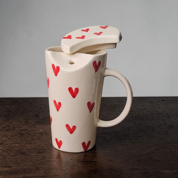 ❤️ HEART PRINT SIPPER MUG WITH STEEL PIPE ☕🥤