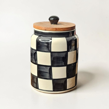 🖤 AIR TIGHT JAR – BLACK CHECK DESIGN 800G 🫙