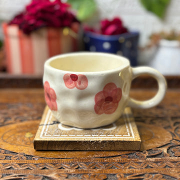 Pink Floral Ceramic Mug – 180ml