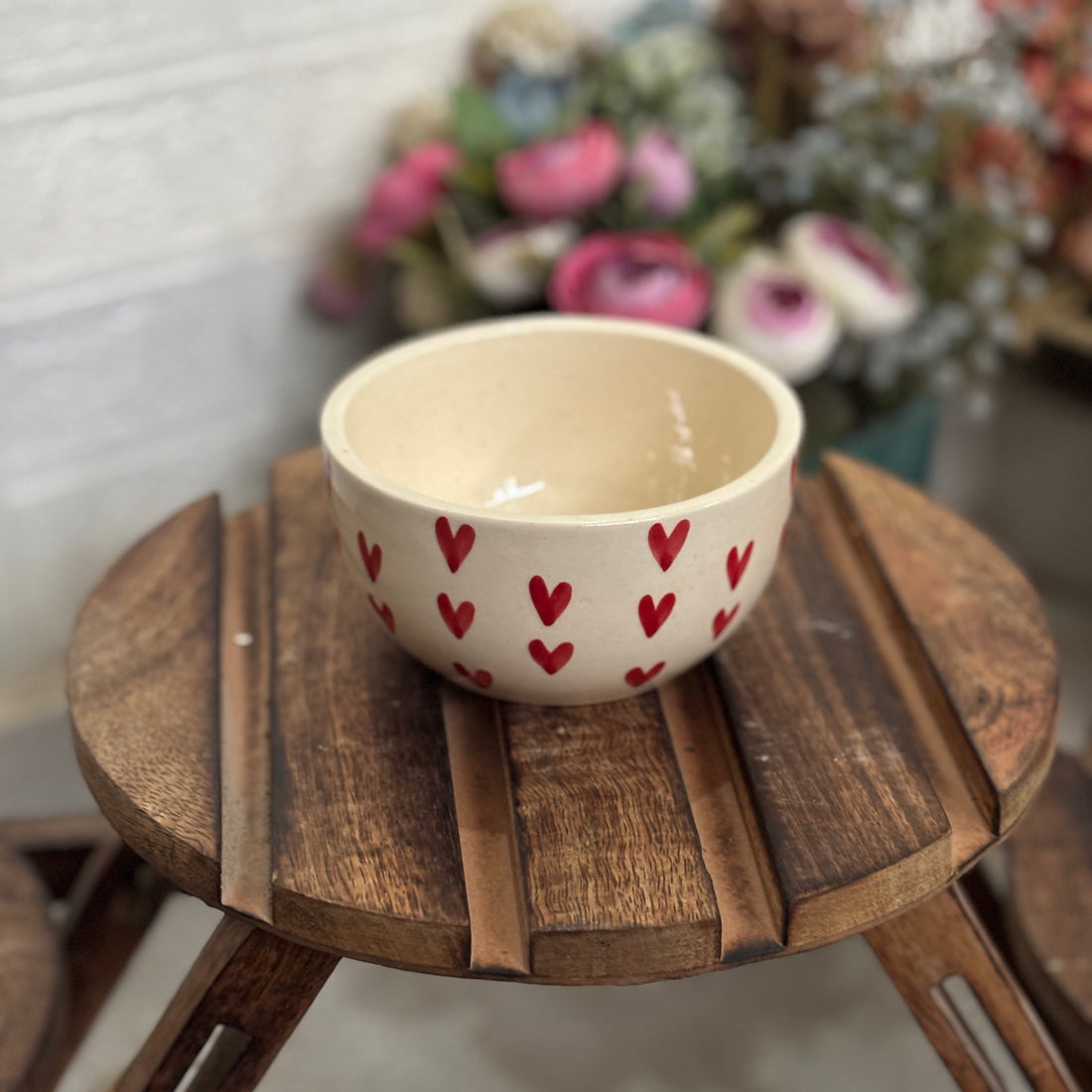Red Heart Print Dessert Bowl ❤️